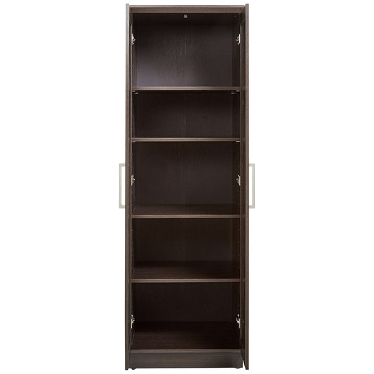 Bedroom Wardrobe Cabinet Storage Closet Organizer in Dark Brown Oak Finish